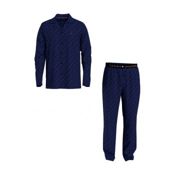 Pijama din amestec de bumbac organic cu model monograma