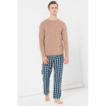 Pijama din amestec de bumbac organic cu pantaloni lungi