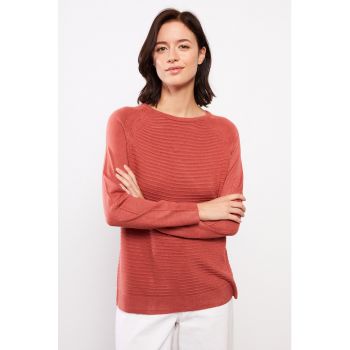 Pulover texturat cu manci raglan