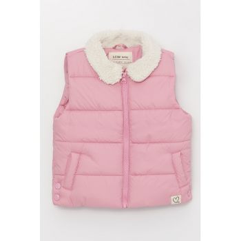 Vesta cu guler de blana shearling sintetica - vatelina si design matlasat