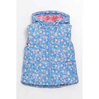 Vesta matlasata cu gluga si model floral