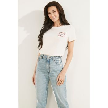 Tricou cu decolteu in V si imprimeu pe spate