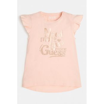 Tricou din bumbac cu maneci fluture