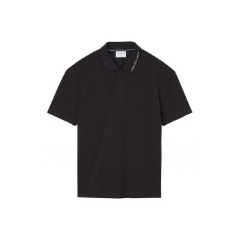 Tricou polo supradimensionat cu detaliu logo brodat