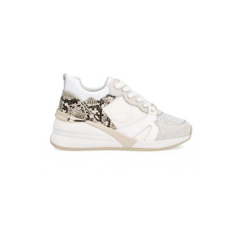 Pantofi sport wedge cu insertii de piele intoarsa