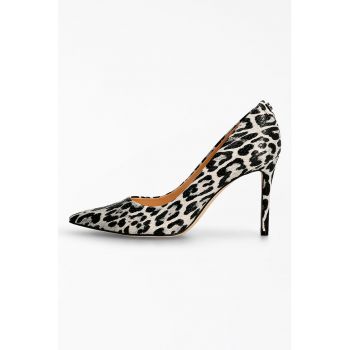 Pantofi stiletto cu toc inalt si animal print