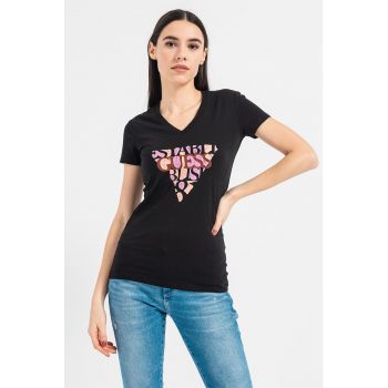Tricou cu logo si decolteu in V