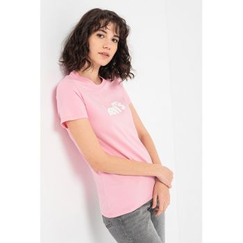 Tricou din bumbac cu decolteu la baza gatului