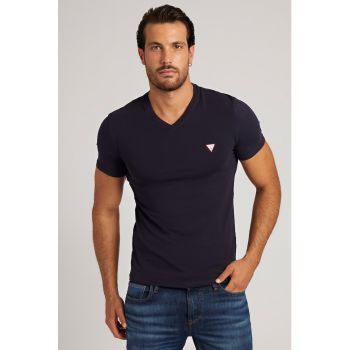 Tricou slim fit cu decolteu in V