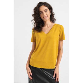 Bluza cu maneci scurte si decolteu in V Luxi