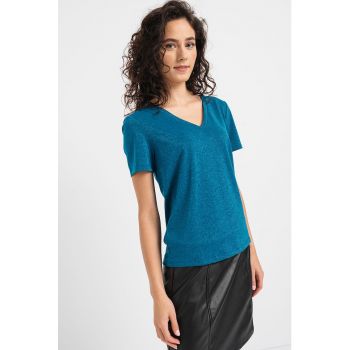 Bluza cu maneci scurte si decolteu in V Luxi