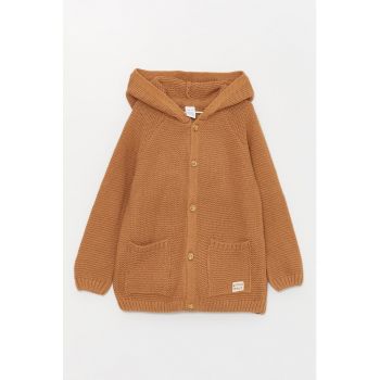 Cardigan cu gluga si maneci raglan