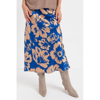 Fusta midi cu model floral Paper