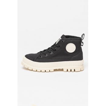 Pantofi sport mid-high din panza cu aspect masiv
