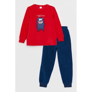 Pijama din fleece cu aplicatie Monster