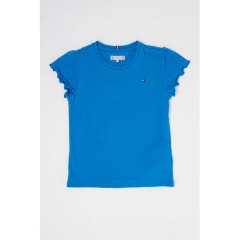 Tricou din amestec de bumbac organic cu maneci cu volane