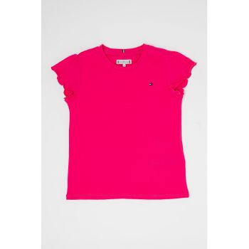 Tricou din amestec de bumbac organic cu maneci cu volane