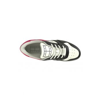 Pantofi sport wedge de piele cu design colorblock