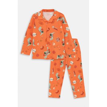 Pijama lunga cu revere decupate
