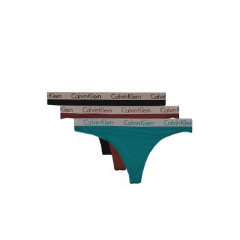 Set de chiloti tanga cu banda logo in talie - 3 perechi