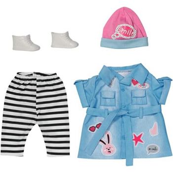 ZAPF Creation BABY born Deluxe Jeans dress 43cm, doll accessories (with shirt dress, leggings, hat and shoes)