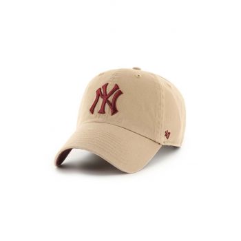 47brand șapcă de baseball din bumbac MLB New York Yankees culoarea bej, cu imprimeu de firma originala