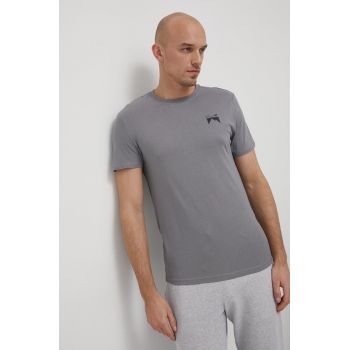 4F tricou din bumbac culoarea gri, cu imprimeu