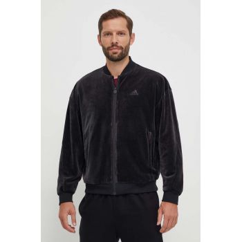 adidas geaca bomber cu doua fete barbati, culoarea negru, de tranzitie, oversize