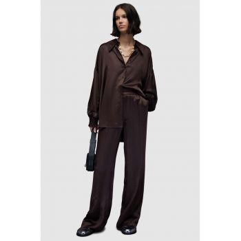 AllSaints pantaloni WP047Z CHARLI TROUSERS femei, culoarea maro, lat, medium waist