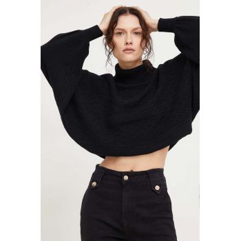 Answear Lab Pulover femei, culoarea bej, calduros, cu guler