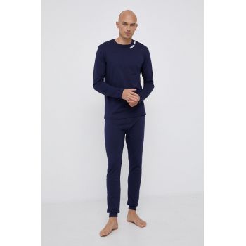 Diesel Pijamale de bumbac culoarea albastru marin, material neted