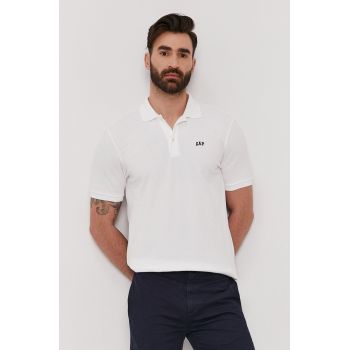 GAP tricou polo barbati, culoarea alb, neted