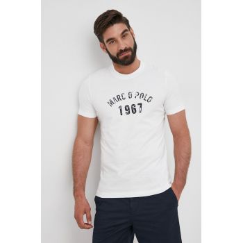 Marc O'Polo tricou din bumbac culoarea alb, cu imprimeu