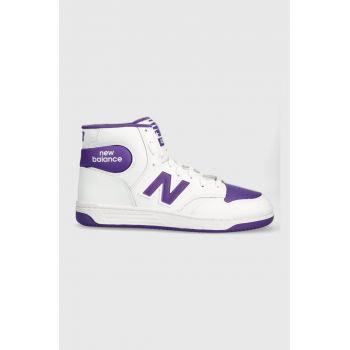 New Balance sneakers din piele BB480SCE culoarea alb