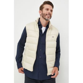 Tommy Jeans vesta barbati, culoarea bej, de tranzitie