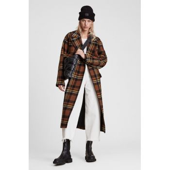 AllSaints Palton din lână Bree culoarea maro, de tranzitie