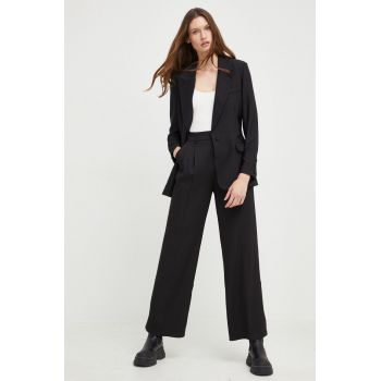 Answear Lab compleu din amestec de lana femei, culoarea negru