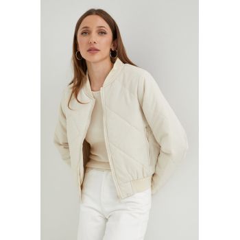 Answear Lab geaca bomber femei, culoarea gri, de tranzitie