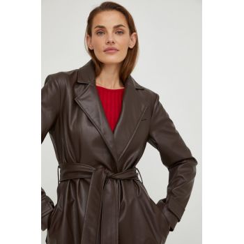 Answear Lab palton femei, culoarea maro, de tranzitie