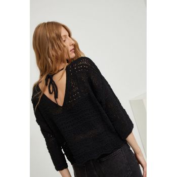 Answear Lab pulover de bumbac femei, culoarea negru, light
