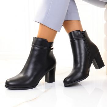 Botine cu toc patrat negre Imela
