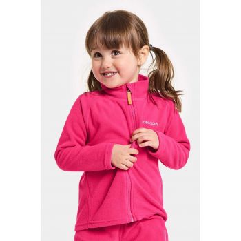 Didriksons bluza copii MONTE KIDS FULLZIP culoarea roz, neted de firma original