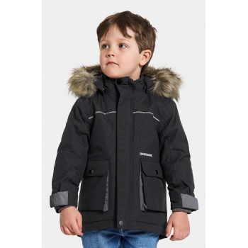 Didriksons geaca de iarna pentru copii KURE KIDS PARKA culoarea negru