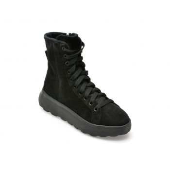 Ghete GEOX negre, D36TCD, din piele intoarsa
