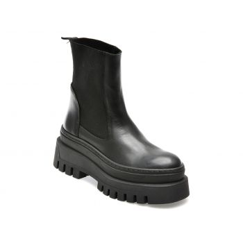Ghete Steve Madden negre, CASSAND, din piele naturala