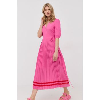 HUGO rochie culoarea roz, maxi, evazati