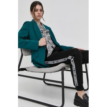 Karl Lagerfeld pantaloni femei, culoarea negru, cu imprimeu
