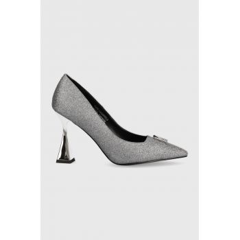 Karl Lagerfeld pantofi cu toc Debut culoarea argintiu