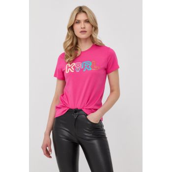 Karl Lagerfeld tricou din bumbac culoarea roz