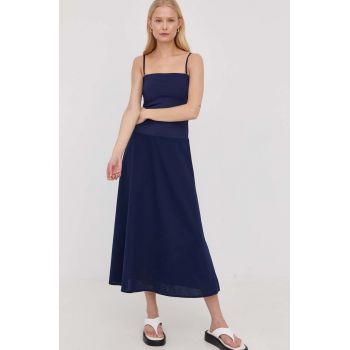 Max Mara Leisure rochie culoarea albastru marin, midi, evazati